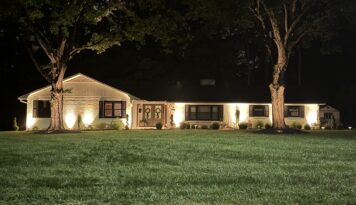 Well-lit home at night
